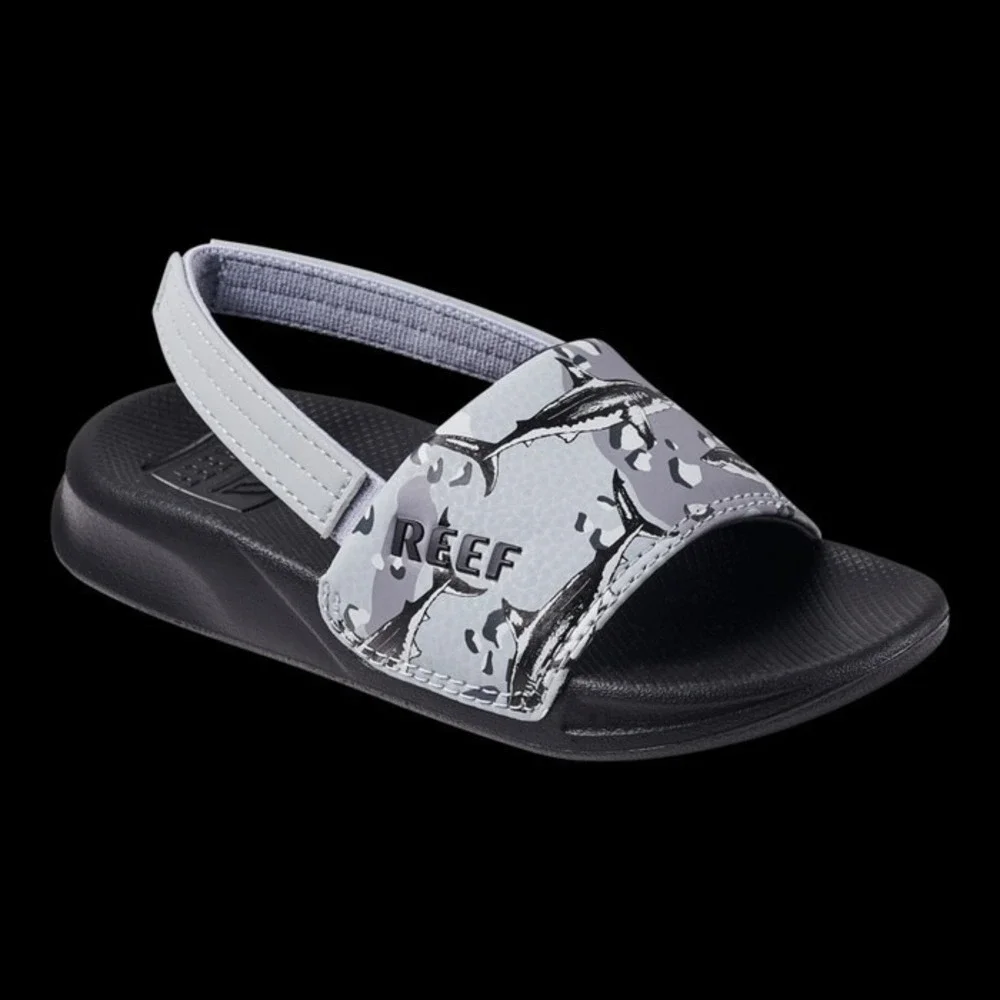 Reef Kids' One Slide Sandals -‎ Grey Camo Shark (Size 7) NWT
